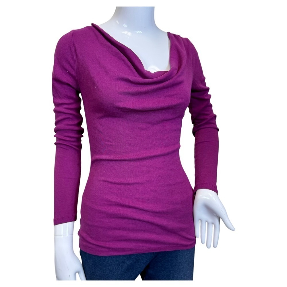 Express Basic Long Sleeve Scoop Neck - XS - Purply Pinkish